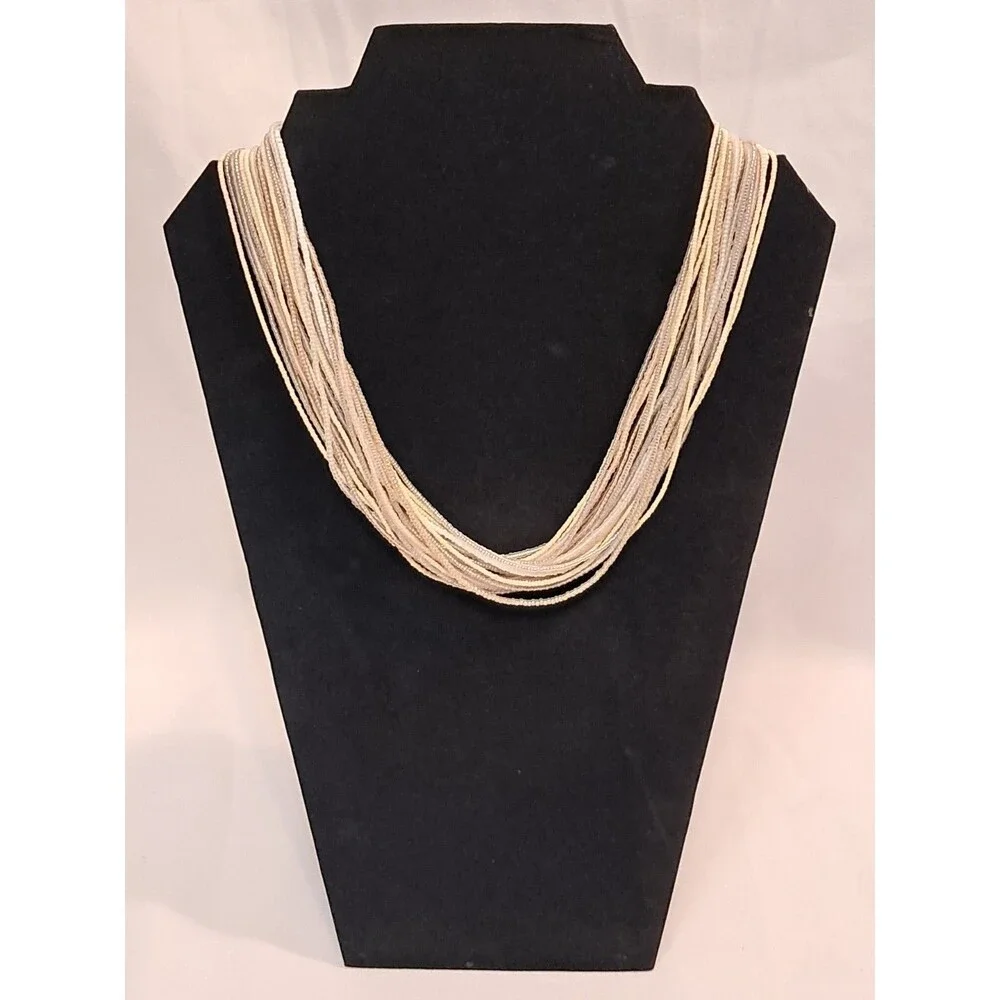 NWT Peyote Bird Multi Strand White Neutrals Seed Bead Necklace 20